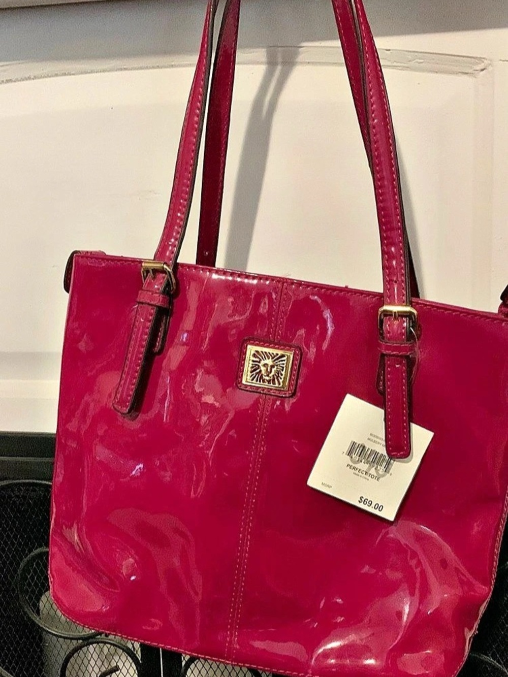 Anne Klein Patent Tote Bag in Fushia Pink NWT